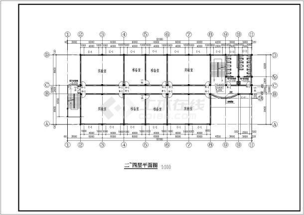 某学校教学楼建筑设计cad图-图二