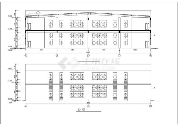 昆山市某各层1900平米2层框架结构生产车间建筑设计CAD图纸-图二