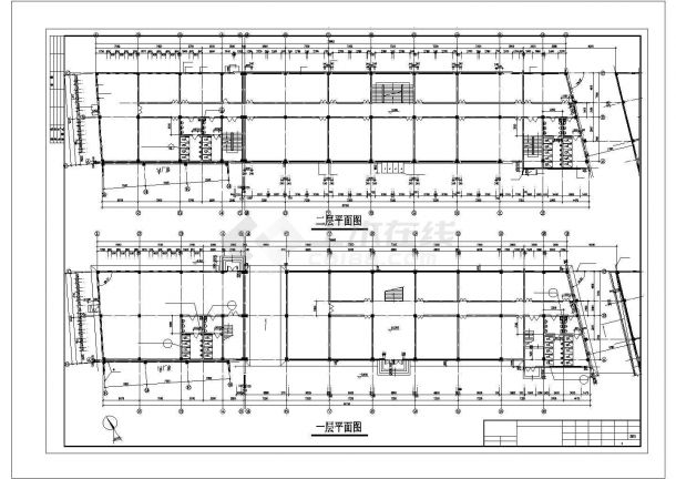5047.749平方米四层框架办公楼顶梁结构施工cad图，共十三张-图二