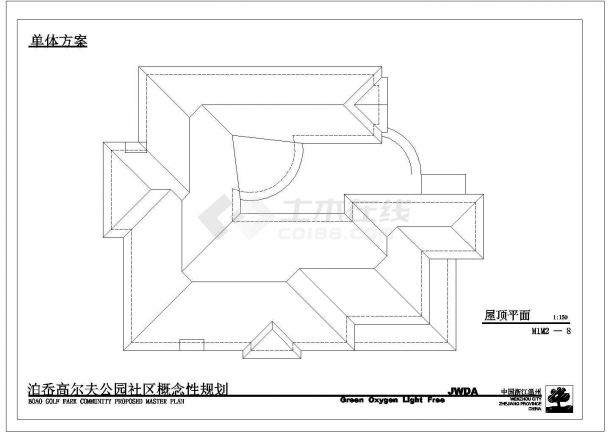 南昌市锦绣风光小区2层砖混结构欧式别墅全套平立面设计CAD图纸-图一
