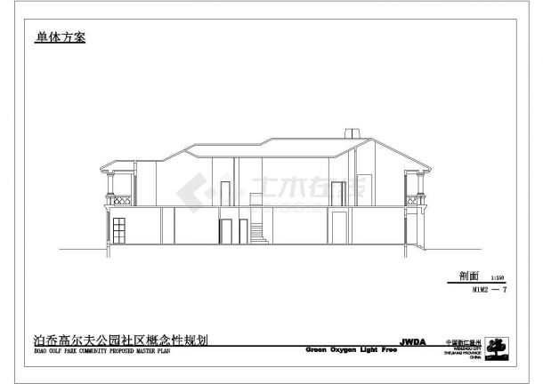 南昌市锦绣风光小区2层砖混结构欧式别墅全套平立面设计CAD图纸-图二