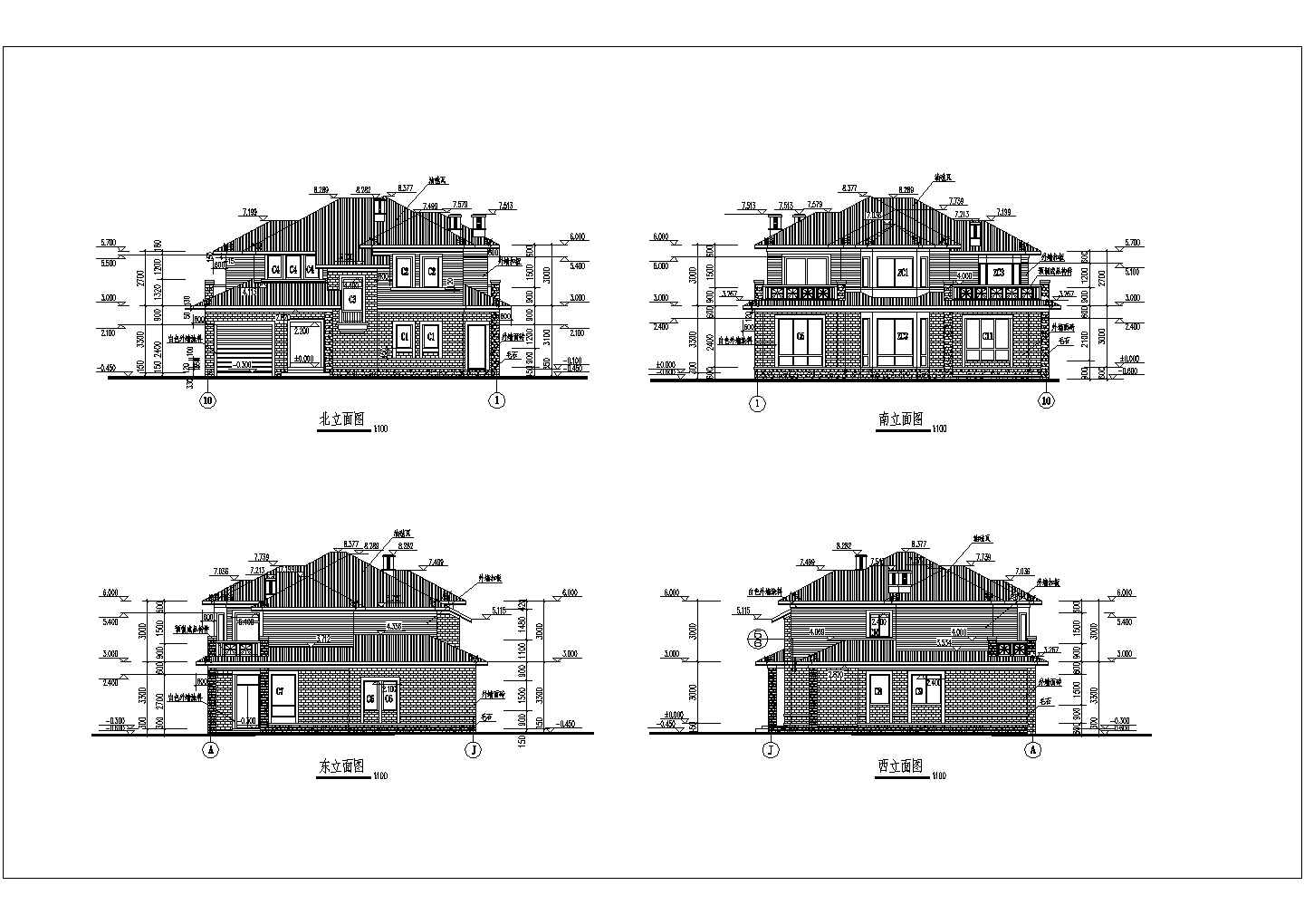 某浙西郊区别墅建筑CAD详细构造大样设计图