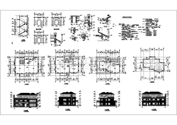 某单体别墅建筑CAD详细设计构造完整图-图一