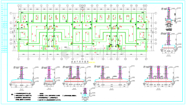 长51.6米 宽15.3米 5层砌体花园洋房结构全套施工图-图一