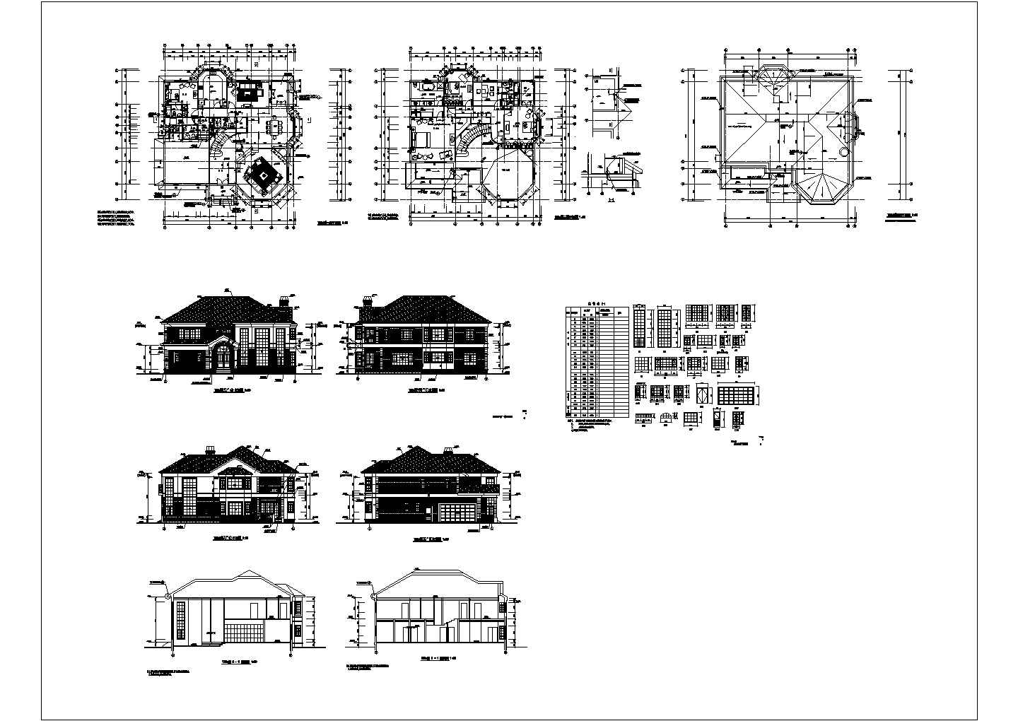 某钢结构别墅建筑CAD全套设计大样完整施工平面图纸