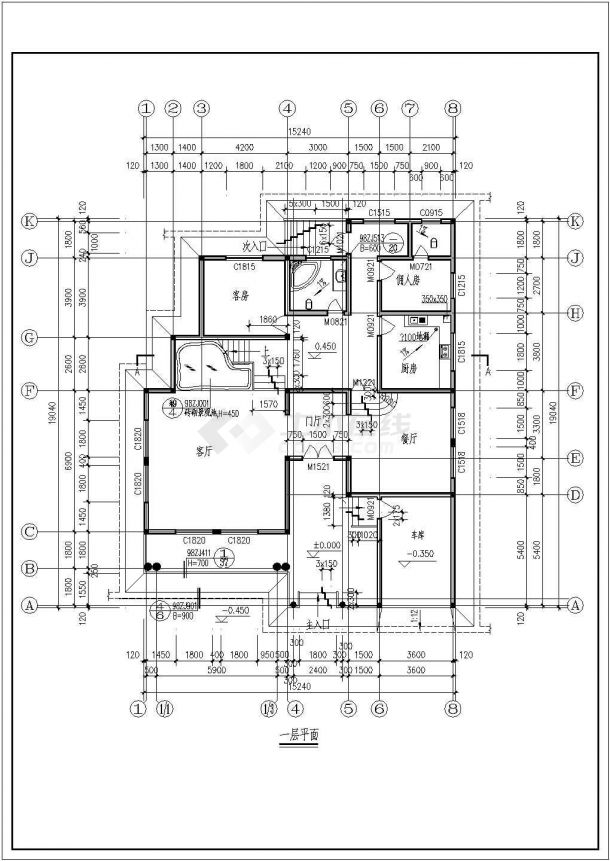 某安能小区别墅建筑CAD详细大样完整构造设计图-图二