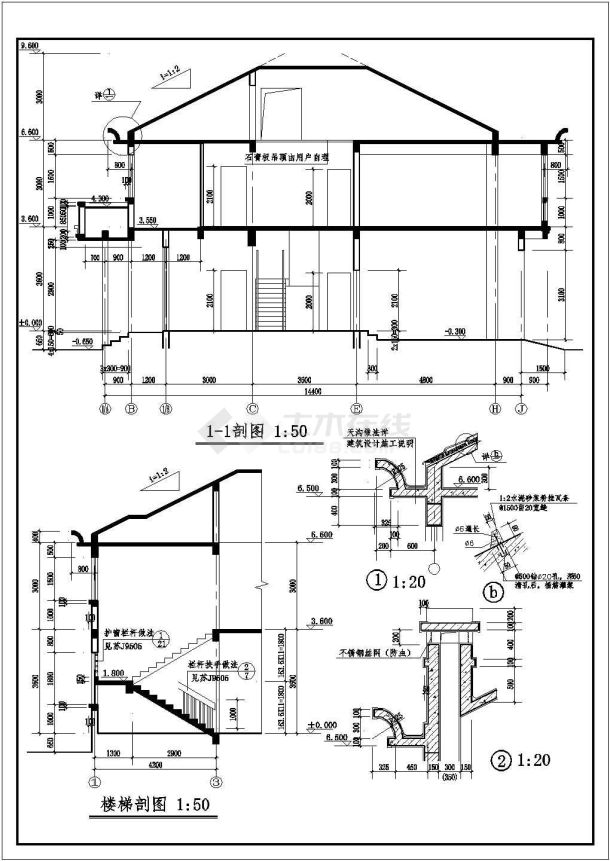 某三江花园别墅设计建筑CAD设计全套完整施工图纸-图一