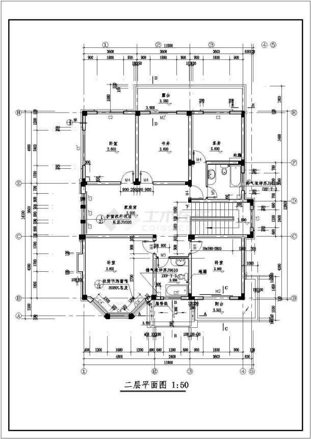 某三江花园别墅设计建筑CAD设计全套完整施工图纸-图二