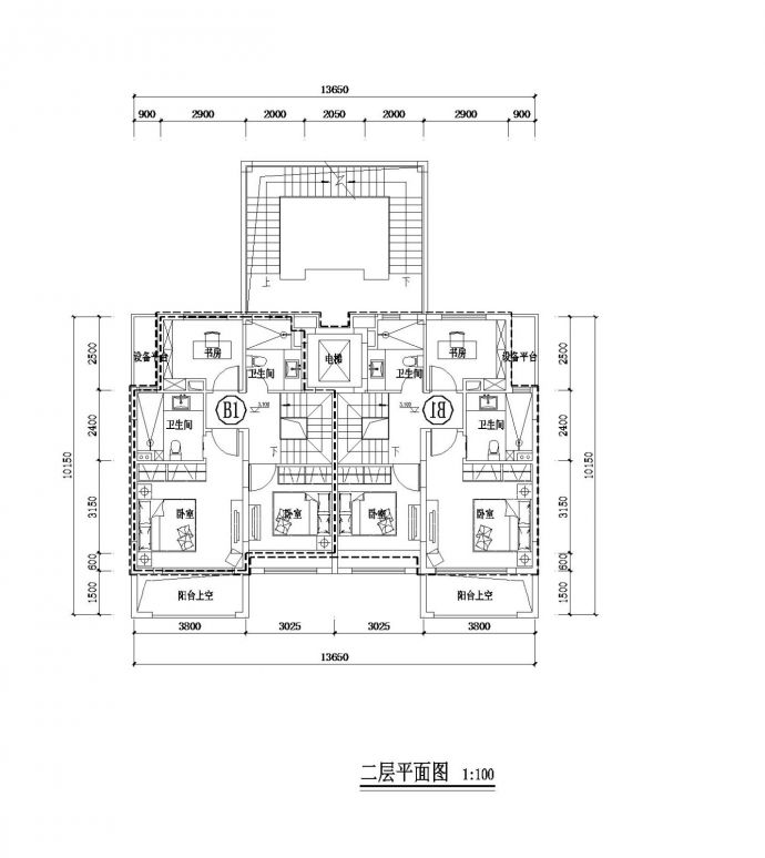 某城市新楼房建筑叠加工程施工图CAD详图_图1