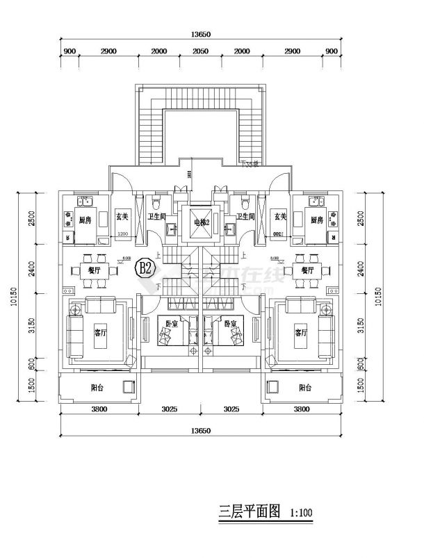 某城市新楼房建筑叠加工程施工图CAD详图-图二