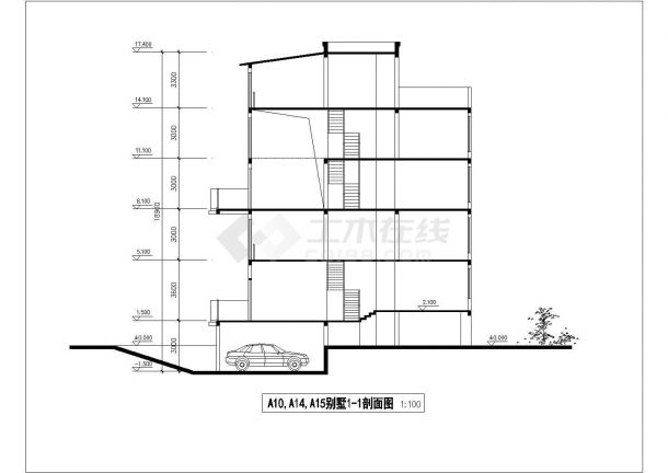宿迁市盛岸花园小区4层砖混结构联排住宅楼全套建筑设计CAD图纸-图二