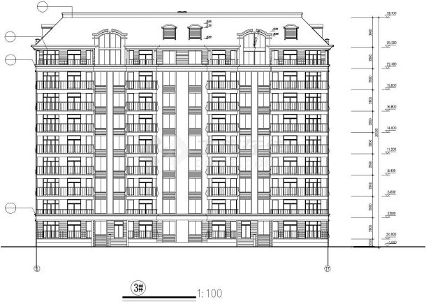 1.1万平米左右9+1层混合结构住宅楼建筑设计CAD图纸（含阁楼层）-图一