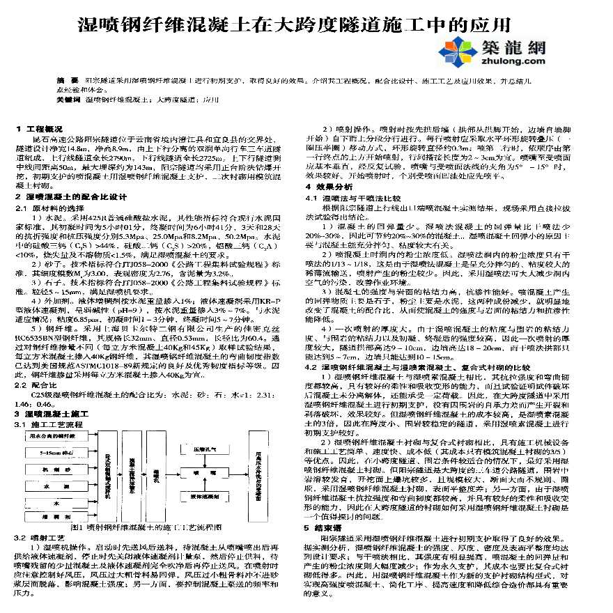 湿喷钢纤维混凝土在大跨度隧道施工中的应用-图一