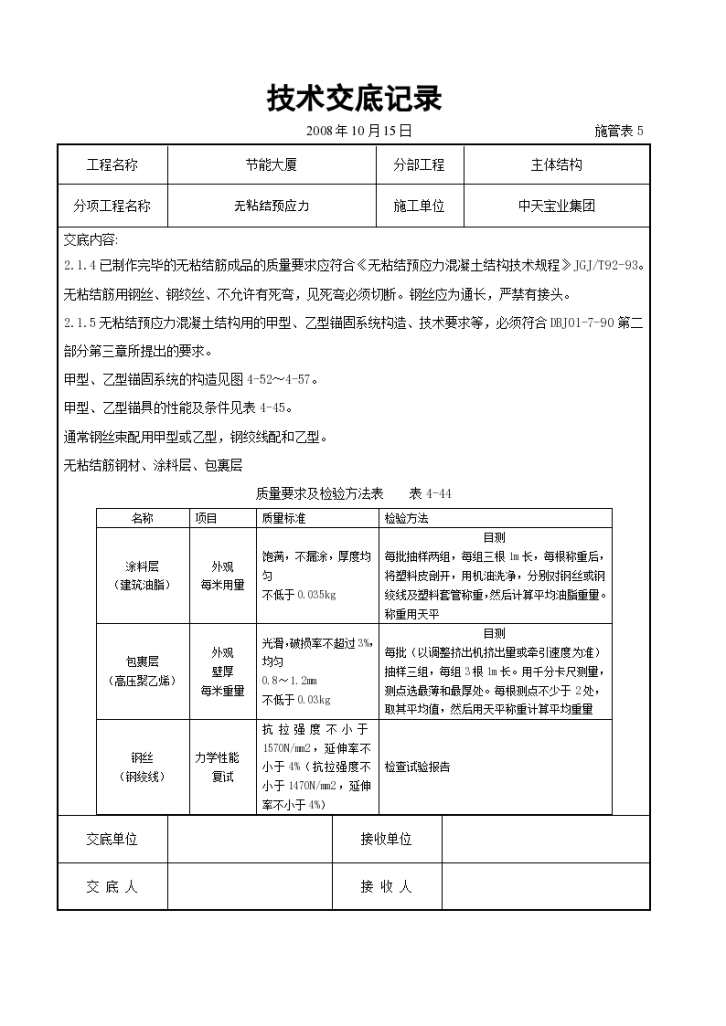 无粘结预应力交底记录施工方案-图二