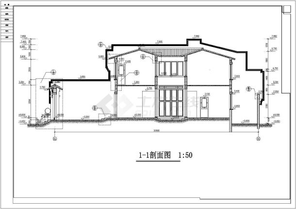 某龙湖别院落3号院长20.74米宽10.74米二层北方四合院建筑CAD施工设计图-图一