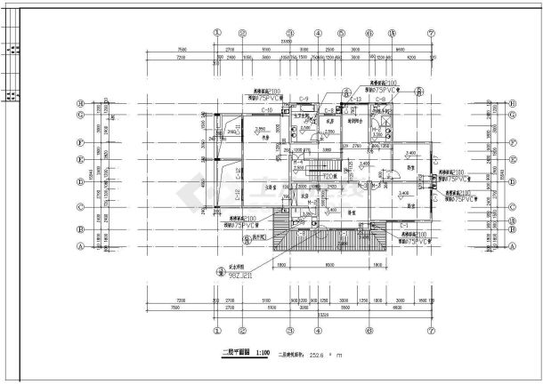 某临水别墅建筑CAD完整施工平立剖面图纸-图一