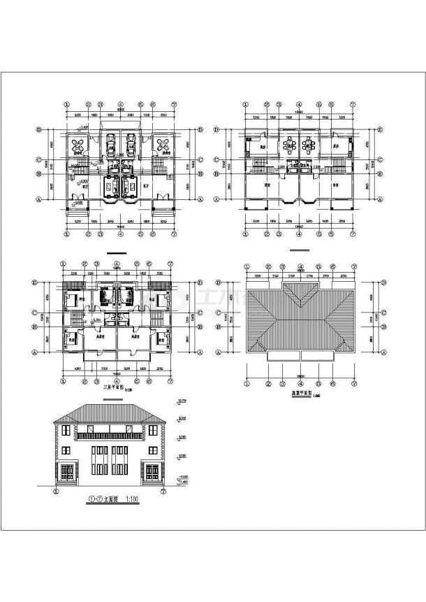 某工业区员工小别墅CAD完整设计施工平面方案图-图一