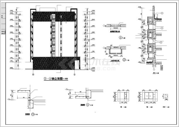 烟台市某现代化小区8层框架结构住宅楼建筑设计CAD图纸-图二