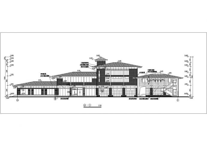 泉州市某社区1800平米2层框架结构活动中心建筑设计CAD图纸_图1