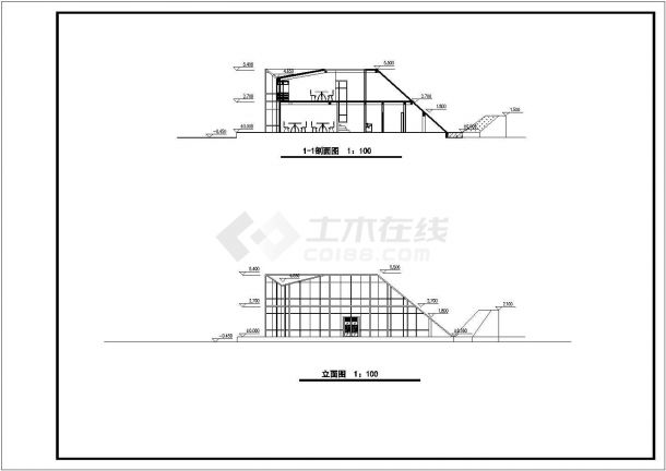 某办公楼二层休息室建筑施工全套设计cad图纸-图二