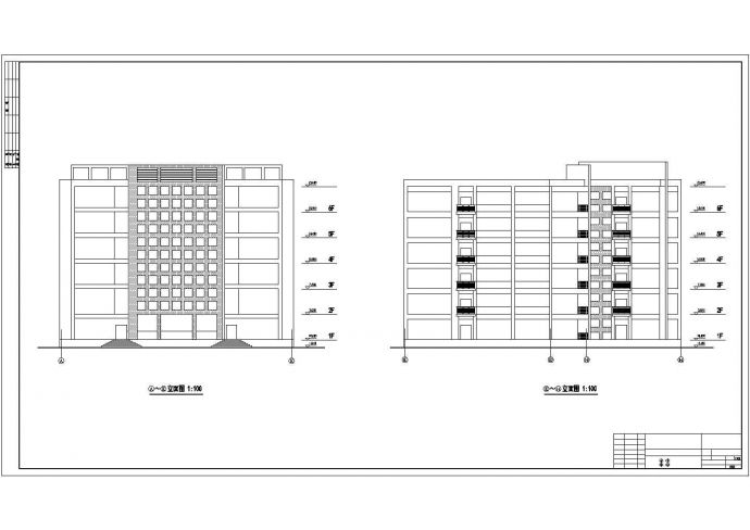 六层中学教学楼建筑施工cad图，共十四张_图1