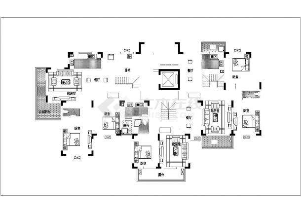 滁州市某新建小区12层框架结构住宅楼平面设计CAD图纸（1层3户）-图一
