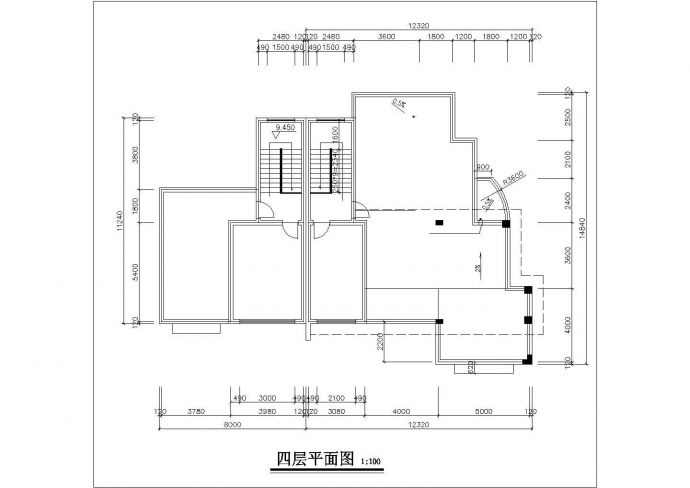 3层砖混结构双拼别墅楼建筑设计CAD图纸（每户280平米）_图1