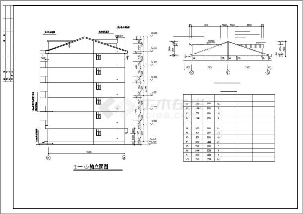 占地550平米6+1层砖混结构住宅楼全套建筑设计CAD图纸-图一