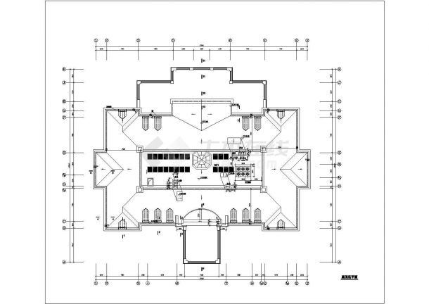 某市中心二层法式会所建筑施工全套设计cad图-图一