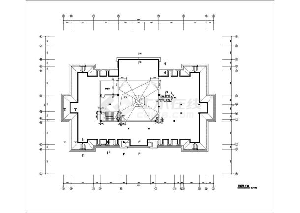 某市中心二层法式会所建筑施工全套设计cad图-图二
