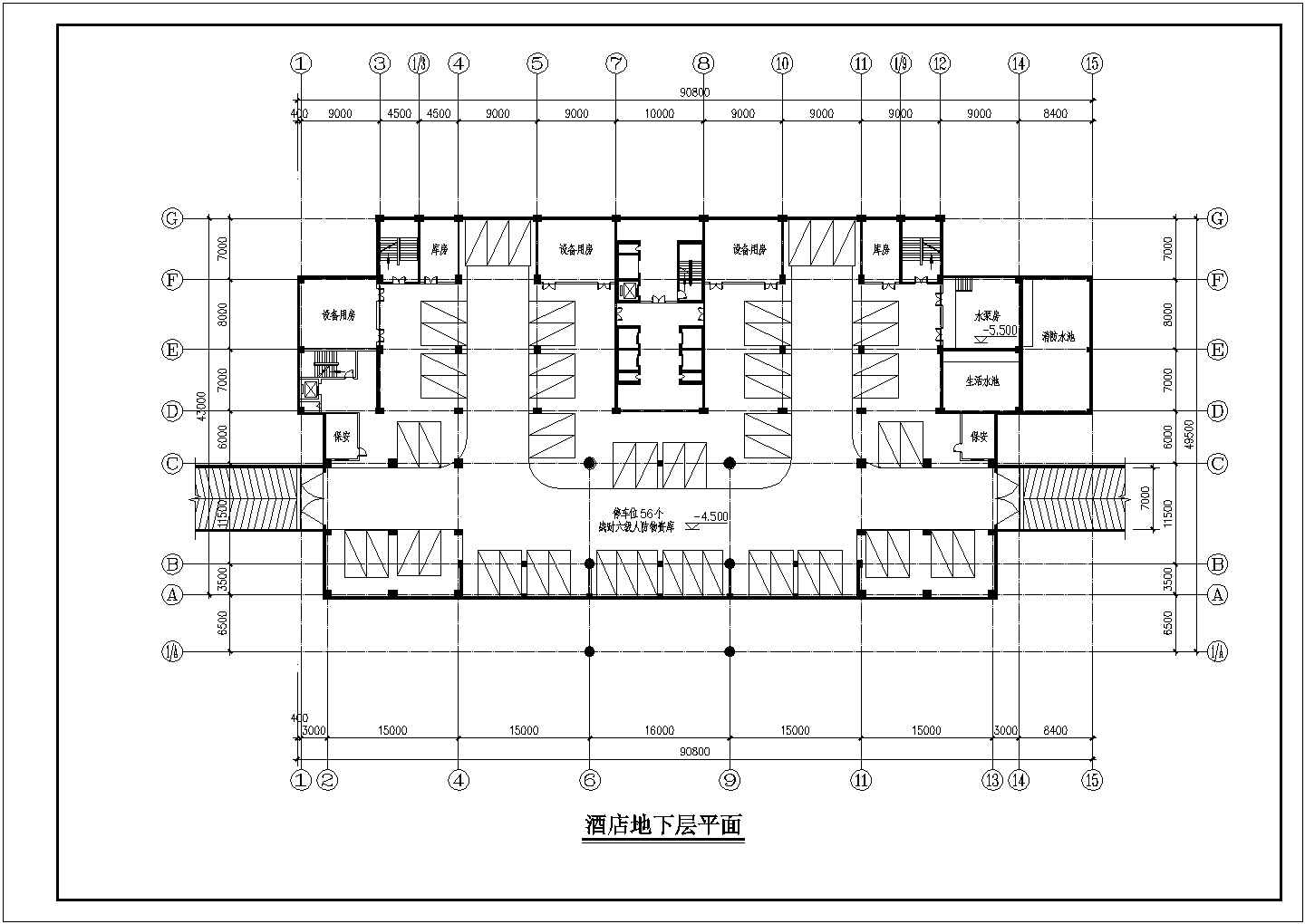 某玖樟台高层五星级酒店CAD设计施工构造详细方案