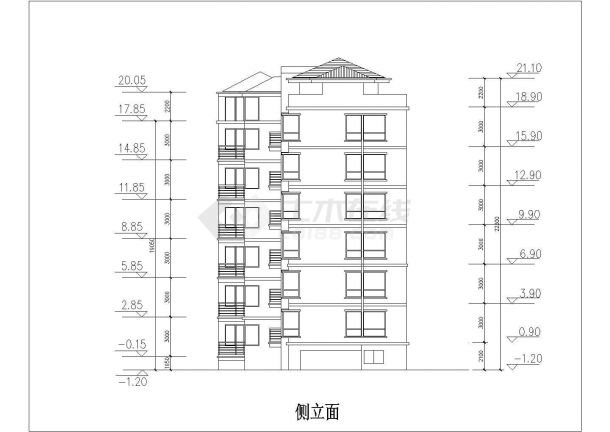 昆山市秀丽花园小区6层混合结构住宅楼建筑设计CAD图纸-图一