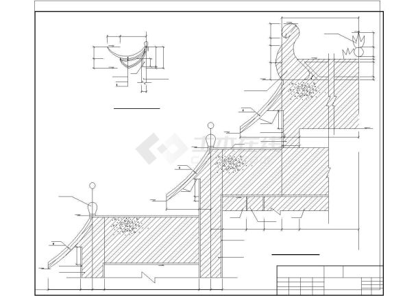 某地多层金典牌楼建筑施工详图-图一