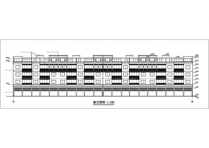 临街4100平米4+1层框混结构商住楼建筑设计CAD图纸（底层营业房）_图1