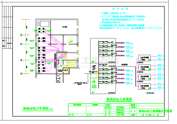 黑龙江某小区供热换热站工程图（含效果图）-图二