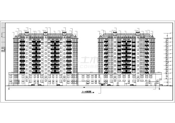 临街两栋11层框架结构商住楼建筑设计CAD图纸（1-2层商用）-图二