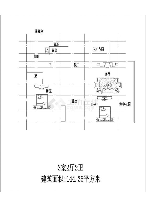 衡阳市某新建小区70-130平米的平面户型设计CAD图纸（共37张）-图二