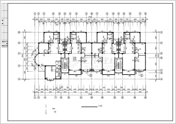 贵阳市某现代化小区3000平米左右6层混合结构住宅楼建筑设计CAD图纸-图一