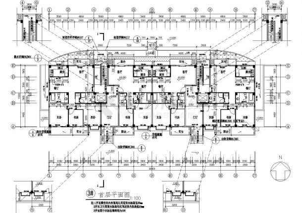 某都市花园高层住宅CAD详细大样建筑设计施工图-图二