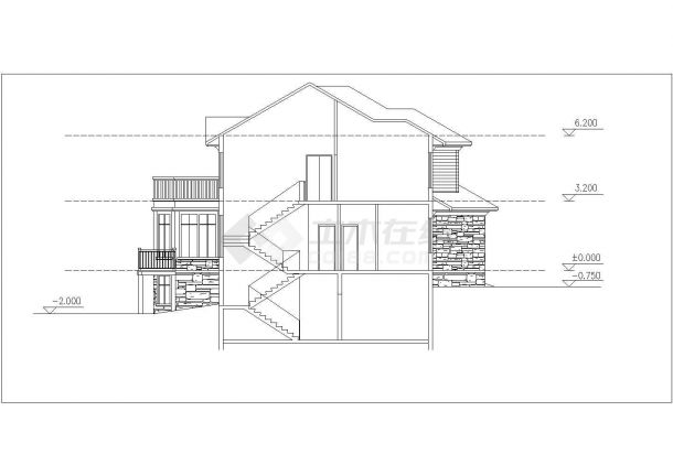 423平米2层砖混结构独栋乡村别墅平立面设计CAD图纸（含地下室）-图一