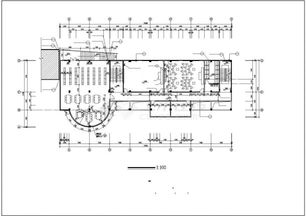 某小学多功能教学楼建筑施工设计cad图，共11张-图二
