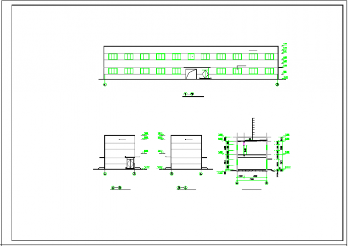 某厂区宿舍楼平面及立面图CAD设计图_图1
