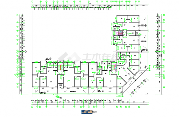 某地多层L型住宅三单元混合户型建筑设计cad图纸-图二