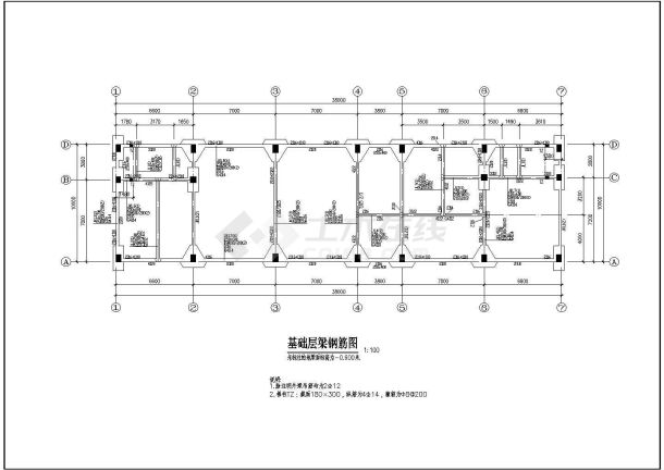 某地380平方米左右四层办公楼结构施工图-图一