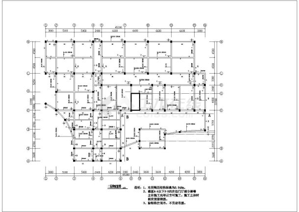 某深圳市二层办公楼结构施工图纸-图二