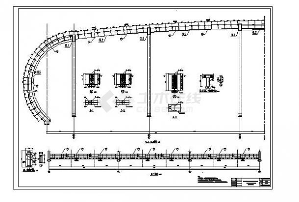 某车站雨棚钢结构全套施工图CAD参考详图-图二
