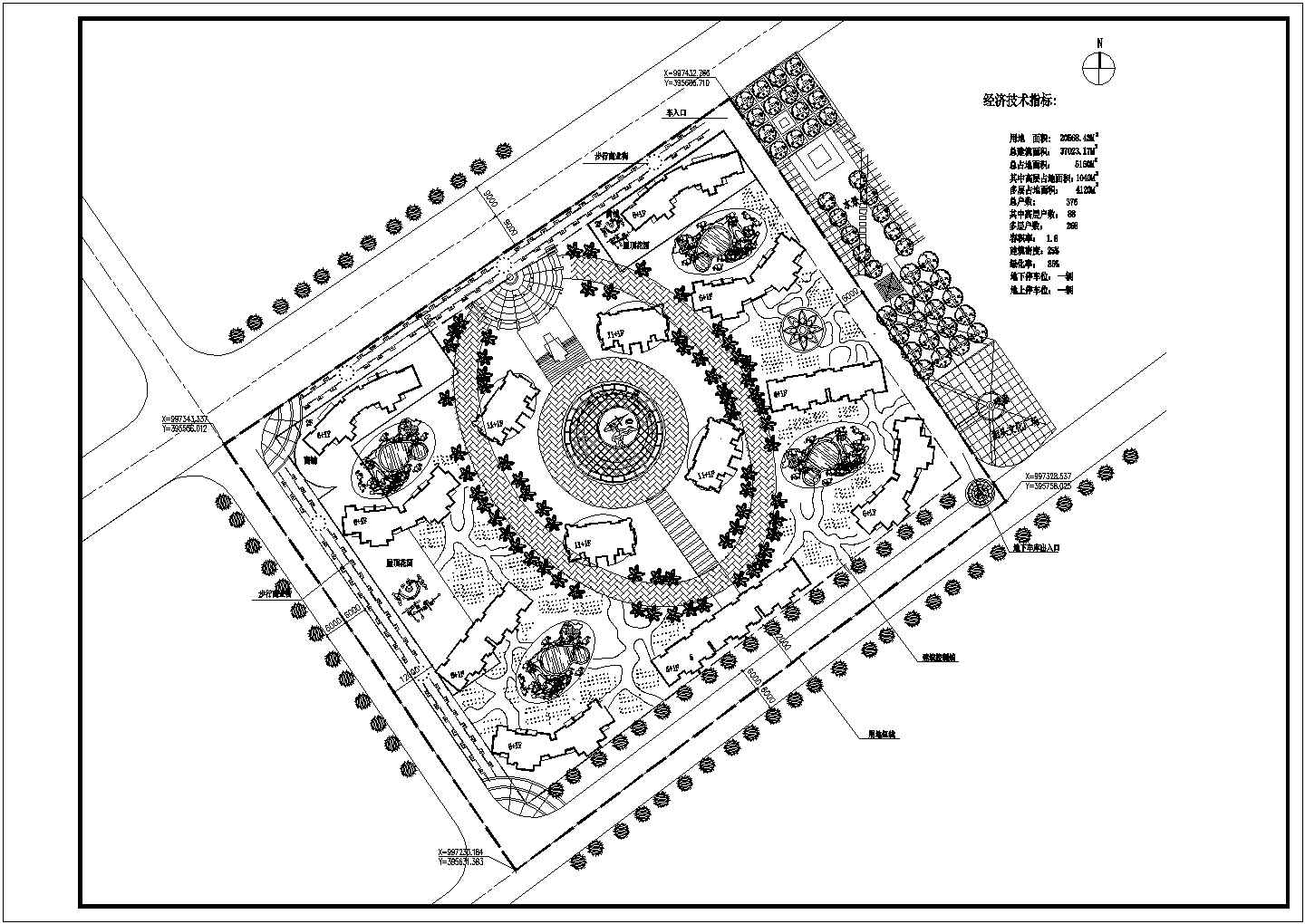 某美丹佳苑小区CAD详细完整设计规划总平面图
