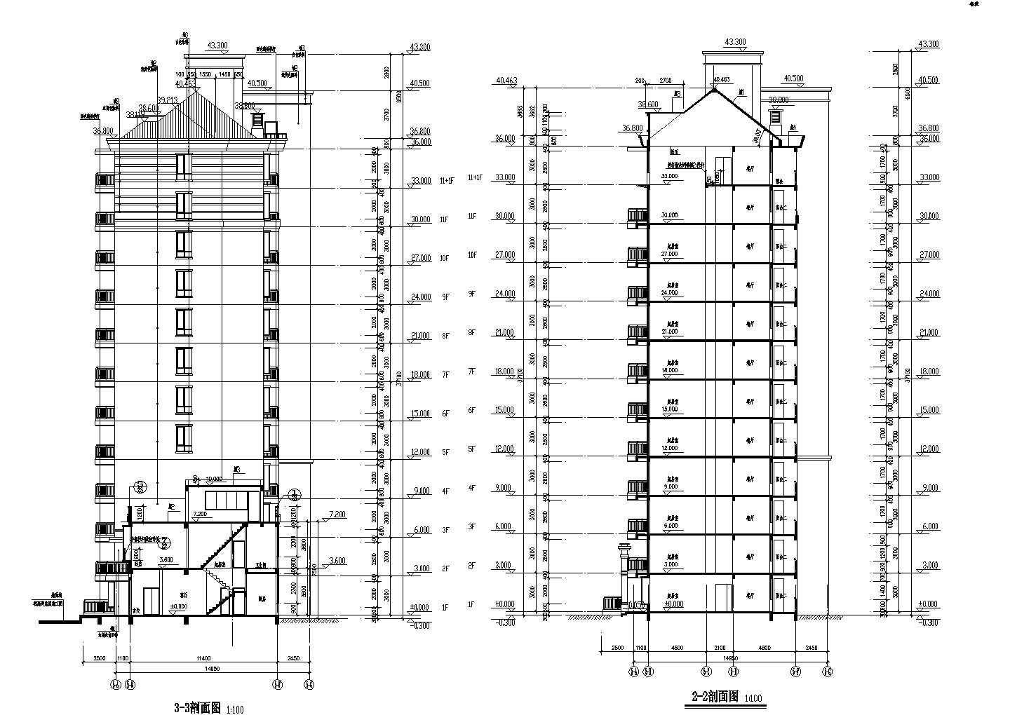 某帝豪园CAD详细设计施工住宅立面图