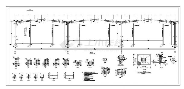 某城市钢构厂房结构施工图CAD参考详图-图一