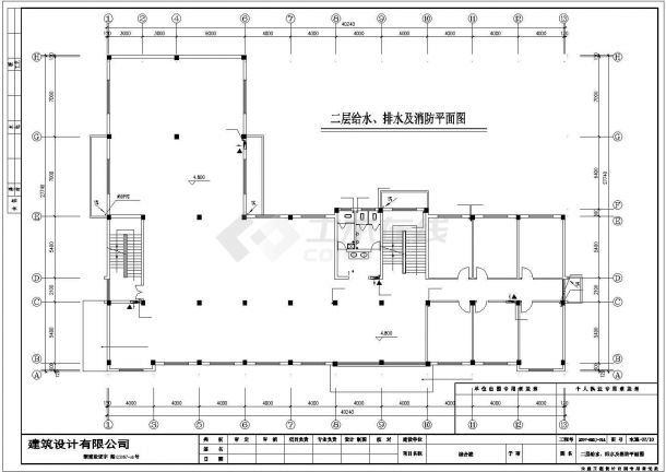 综合办公楼给排水全套设计cad图，含施工说明-图二